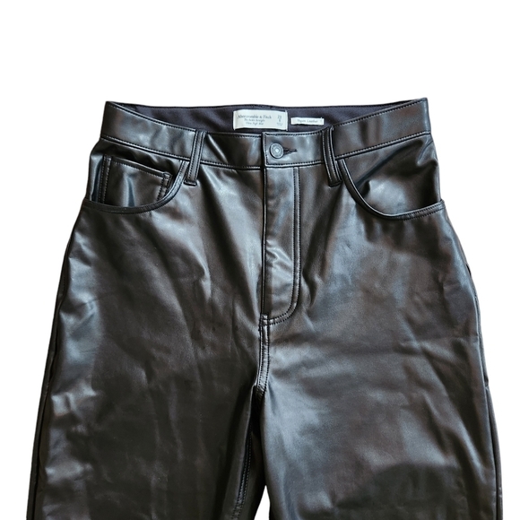 Abercrombie & Fitch Vegan Leather Pants Ankle Straight Ultra High Rise - Picture 3 of 12
